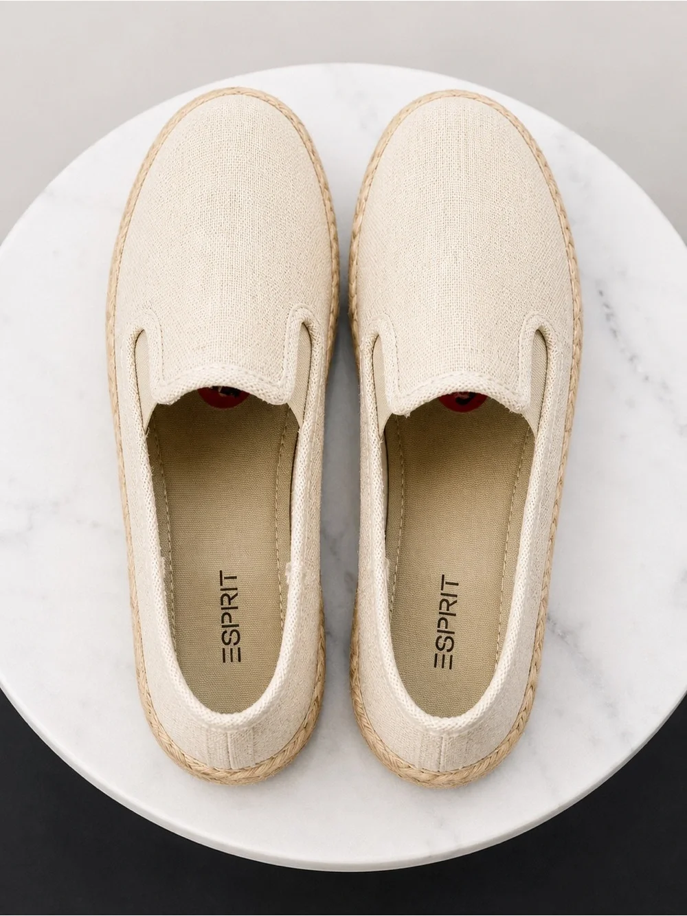 Esprit Linen Canvas Espadrille Slip-On Flats Natural Beige Size 8 NWT